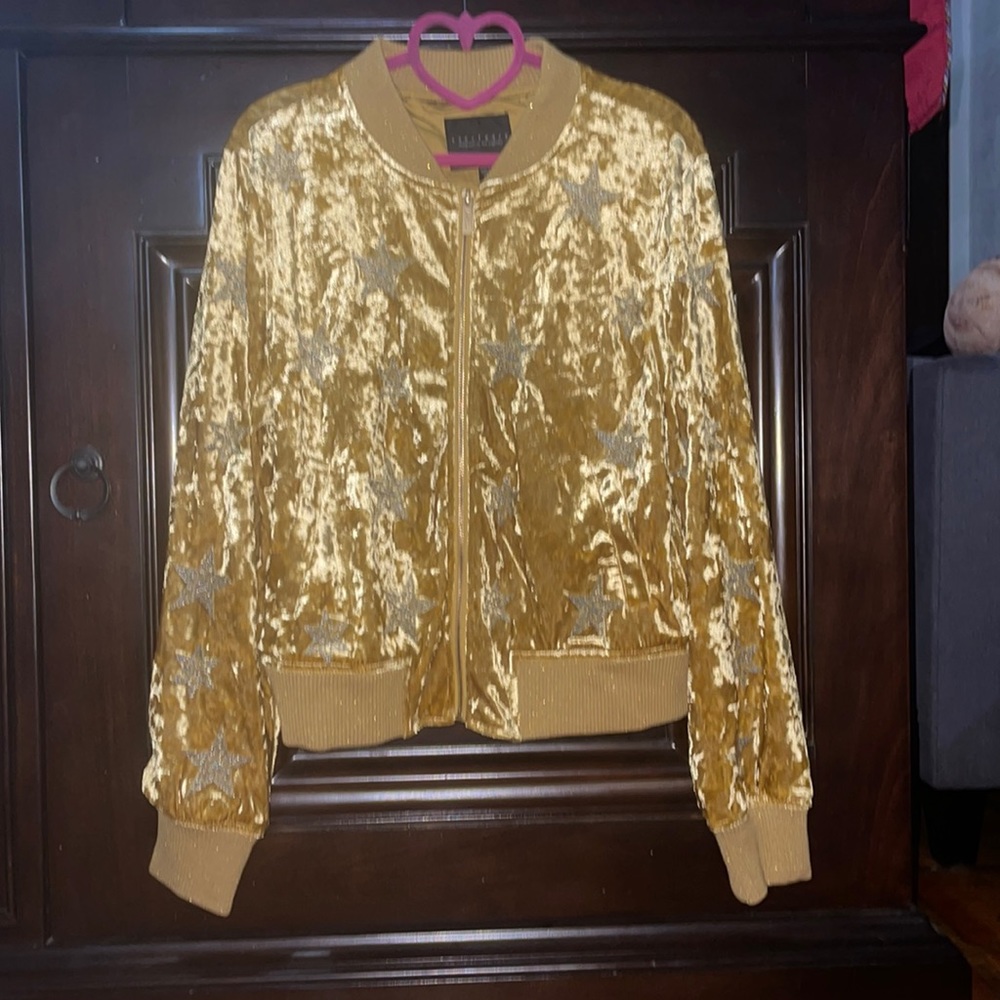 Sanctuary Stargazer velvet Gold Bomber Soft Jacket